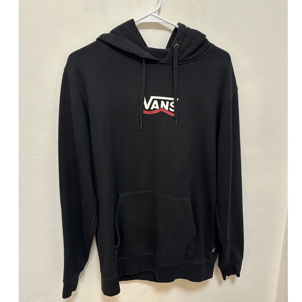 Vans Off The Wall Hoodie Mens Small Black Graphic‎ Pullover Sweatshirt - Picture 2 of 9